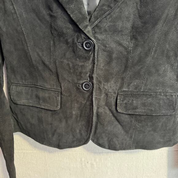 Vintage Leather Brand Blazer Jacket Size S Black Genuine Leather Classic Style - Picture 3 of 15